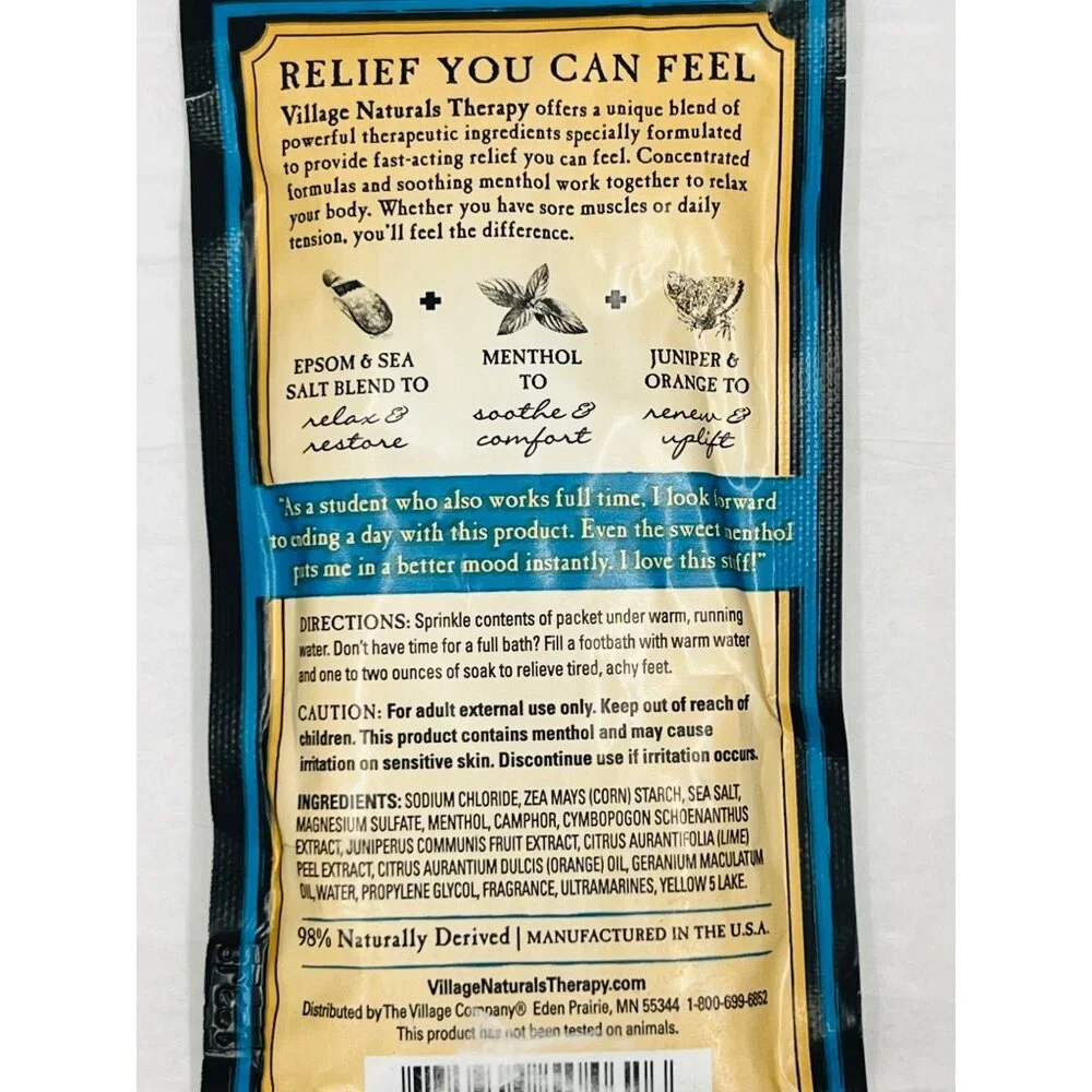 Village Naturals Therapy Aches & Pains Tension Relief Mineral Bath Soak Juniper